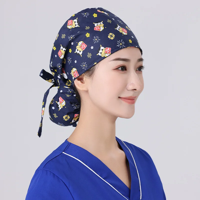 Cartoon Animals Plant Embroidery Nurse Hats for Women Gorros Quirurgic Salon Pharmacy Caps For Men Lab Pet Doctor Surgicals Cap black skully beanie Skullies & Beanies