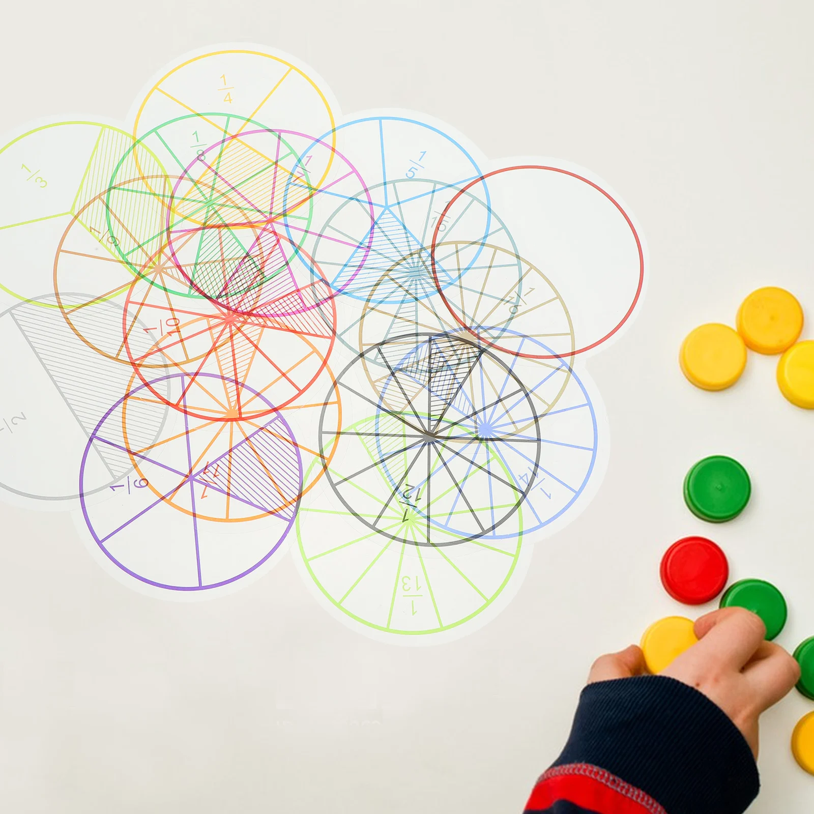 

16 Sheets Toys Children Math Number Plaything Fraction Circle Cognitive Pvc Cognition Educational Primary School Kids Circles