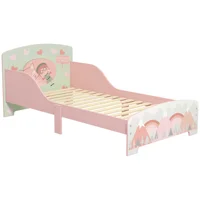 Lit pour enfants Zonekiz 143X77X60 cm Lit pour enfants de 3 à 6 ans avec barrières de protection et motifs Max. Charge 40 kg Rose 1