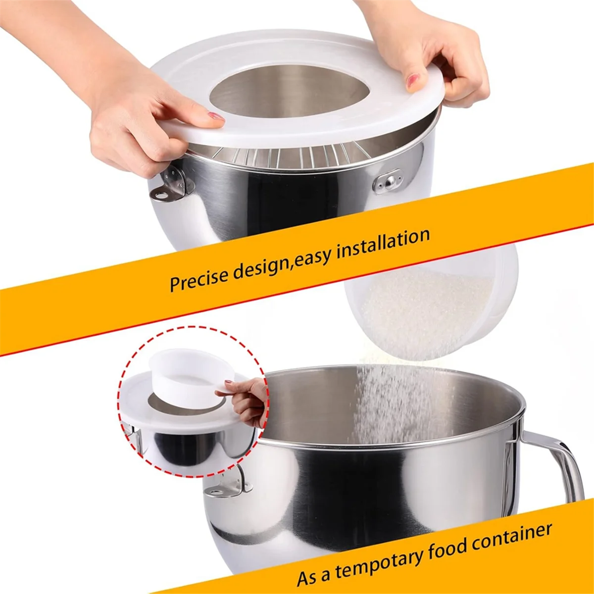 FZFZ 2PCS Mixer Bowl Lid Covers for 5.5-6QT Bowls Stand Mixer Splash Guard Lids Prevent Ingredients From Spilling