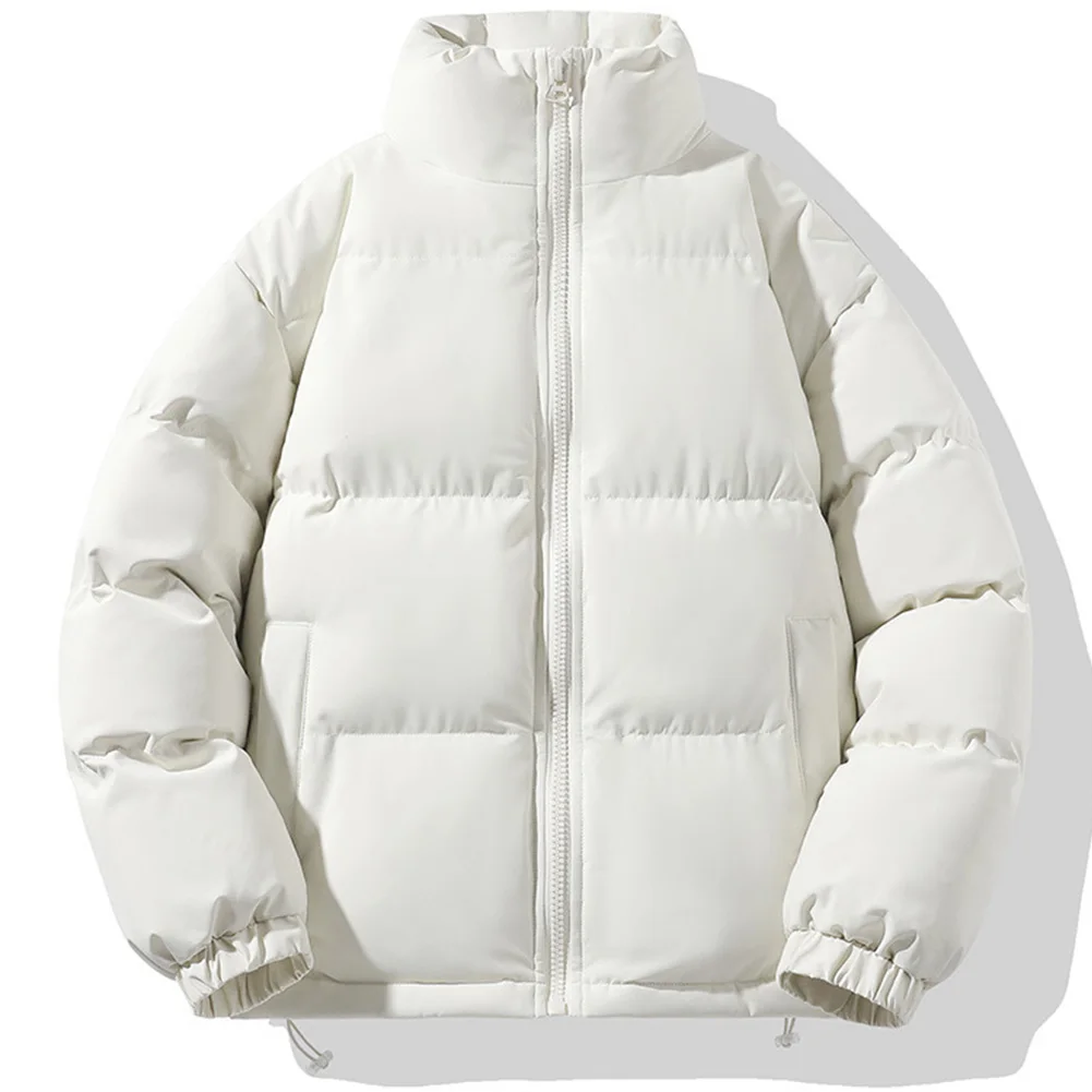 New Couple Winter Warm Cotton Parkas Jacket Men Women Thicken Solid Color Long Sleeve Stand Collar Coat Parkas Clothing
