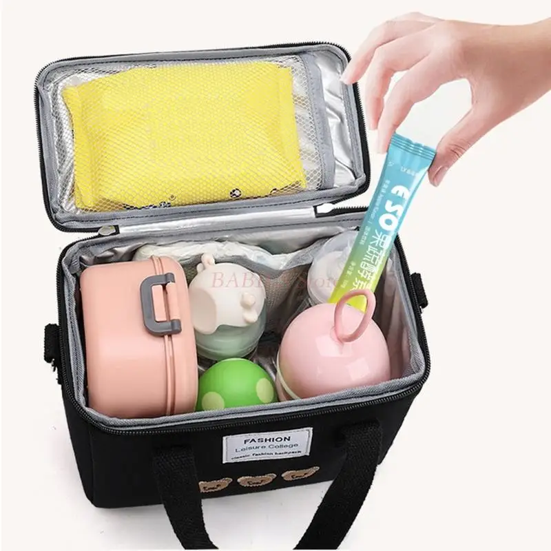 

C9GB Cartoon Bear Mommy Bag Baby Feeding Bottle Cooler Bag Thermos for Mother Kids