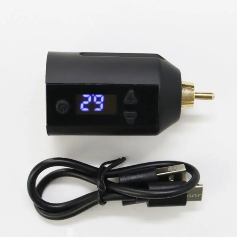 new Mini Rocket Tattoo Machine Set 2Pcs Wireless Tattoo Power Supply RCA Interface Rotary Pen Kit