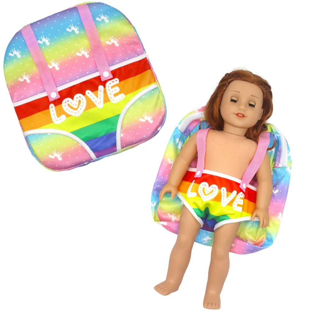 Dolls Out Going Carry Bag Backpack Strap For 43 CM Born Baby Doll Clothes Accessories,18 Inch American Doll Girl's Toys,Gift