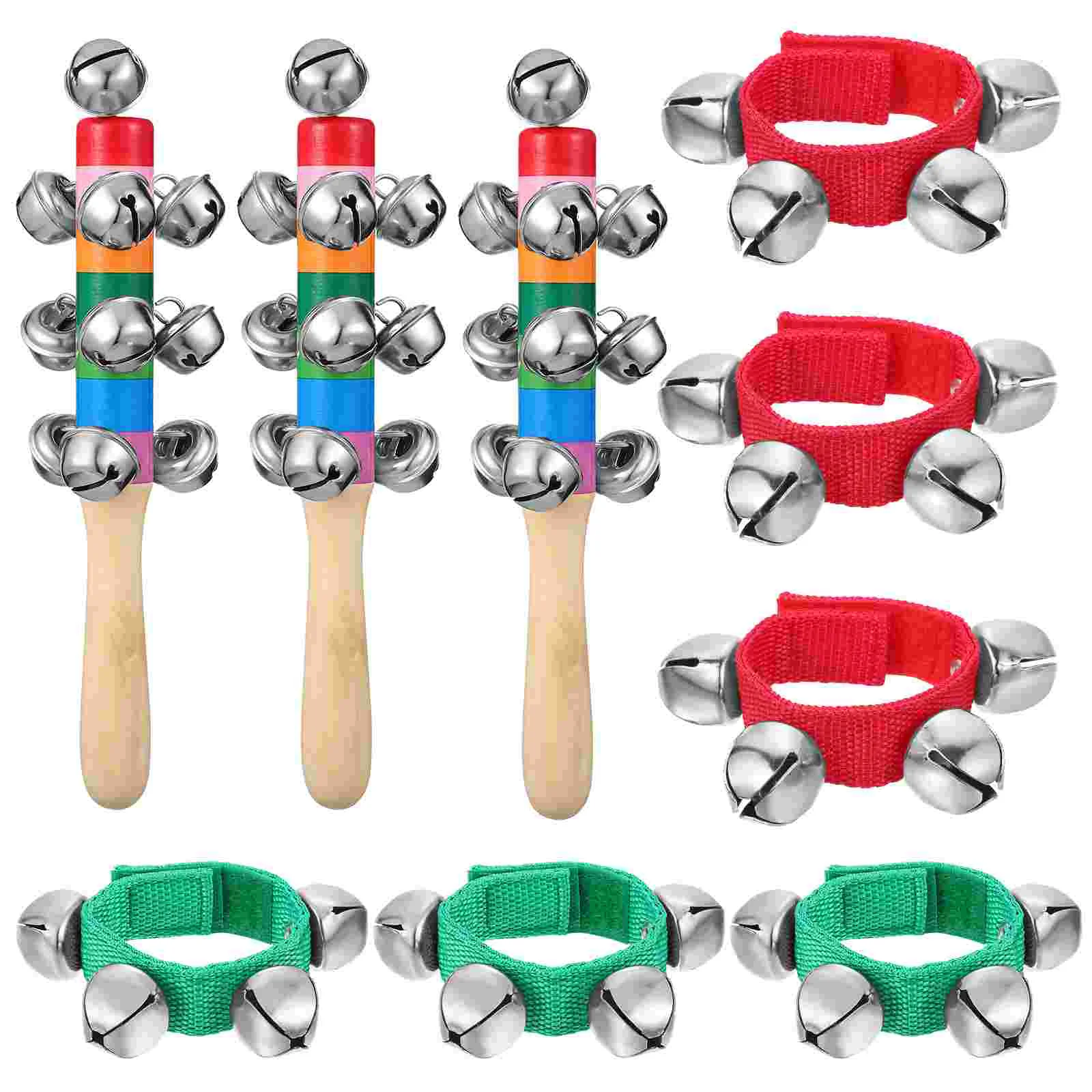 

3 Sets Cartoon Hand Bell Child Wooden Baby Toys Christmas Band Wrist Bells Kids Jingle