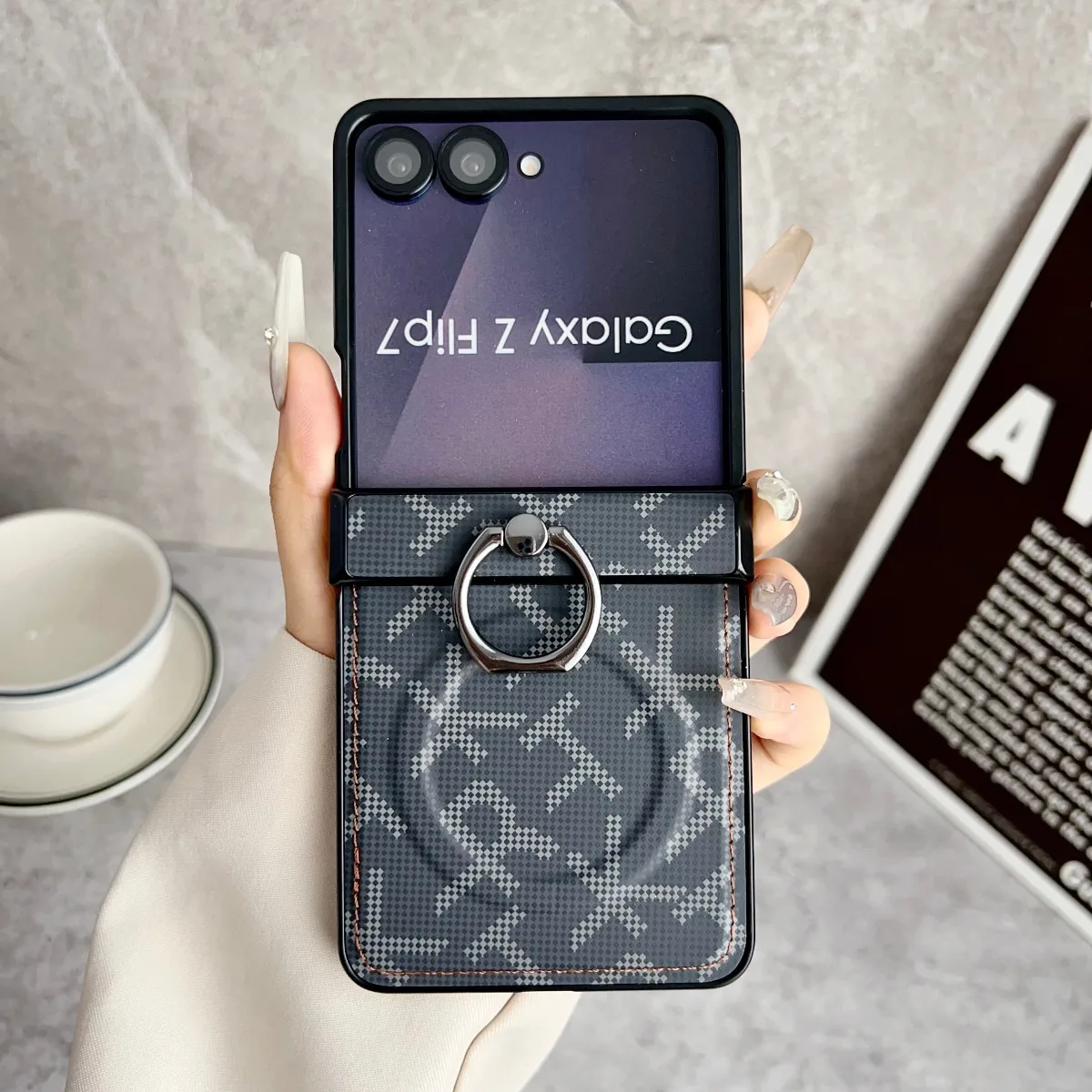 Magnetic Ring Holder Phone Case with Shockproof Hinge Protection and MagSafe Compatibility