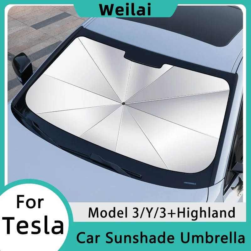 Parapluie pare-soleil de voiture Highland, pare-brise avant, protection solaire anti-UV, accessoires pour remplacements, modèle 3 et Y, 2024