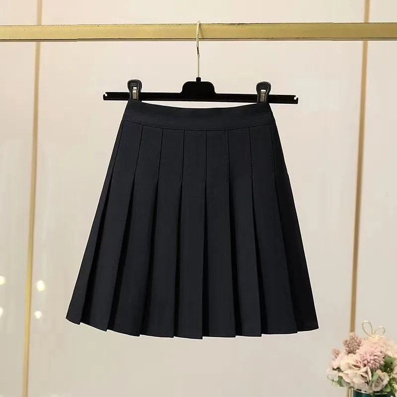 Summer high-waisted skirt sexy miniskirt retro pleated skirt Korean tennis white black miniskirt