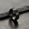 Bague de bijoux à breloques pour hommes et femmes, anneaux noirs en acier inoxydable, fiançailles de mariage, accessoire masculin mat de haute qualité