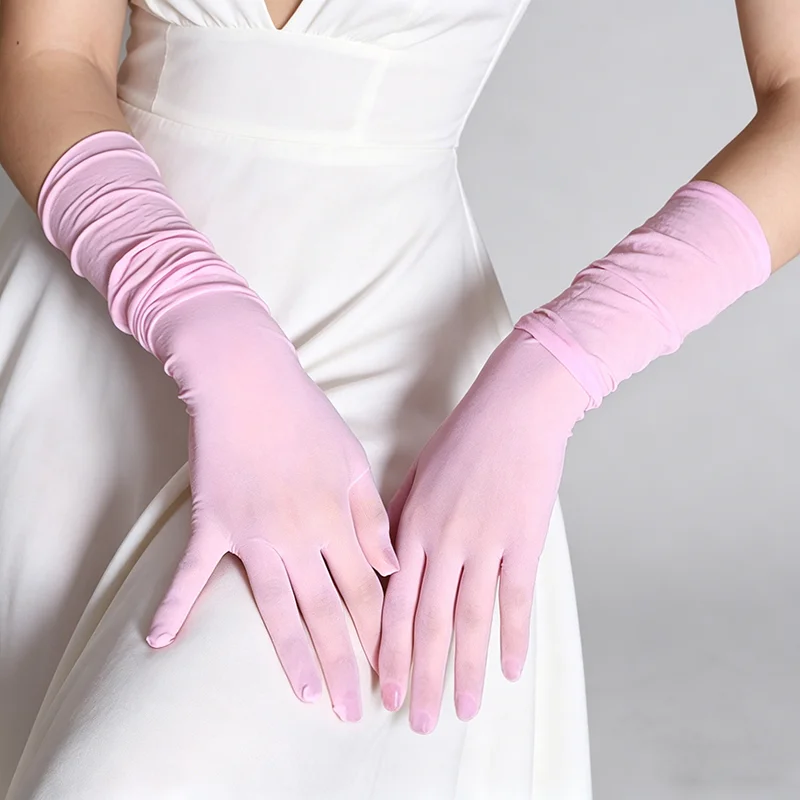 Summer Sun Protection High Elasticity Transparent Tight Lace Long Gloves Man Women Sexy Thin soft Cosplay Nightclub Party