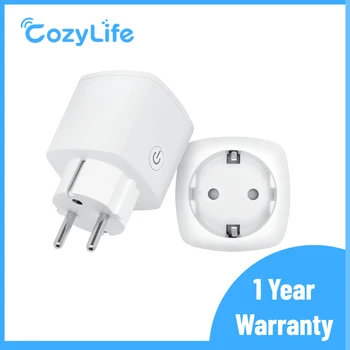 16A Wifi Smart Socket Plug EU Switch With Energy Monitor, Wireless App Remote Voice Control，Work with Alexa and Google Assistant