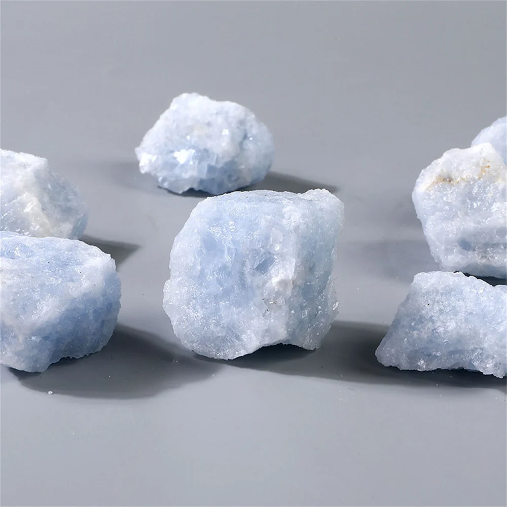 

Natural Stones Angelite Quartz Crystal Rough Raw Gemstones Healing Reiki Gems Home Decoration