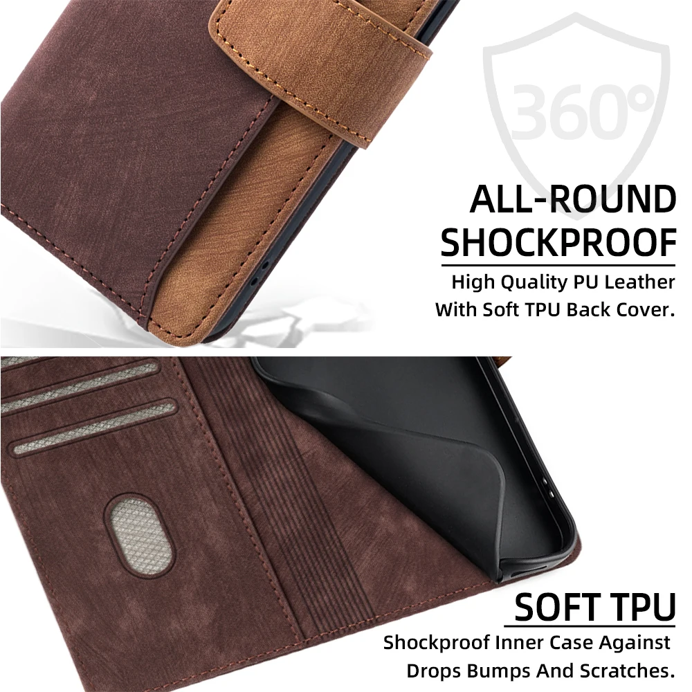 Leather Flip Wallet Case with RFID Protection