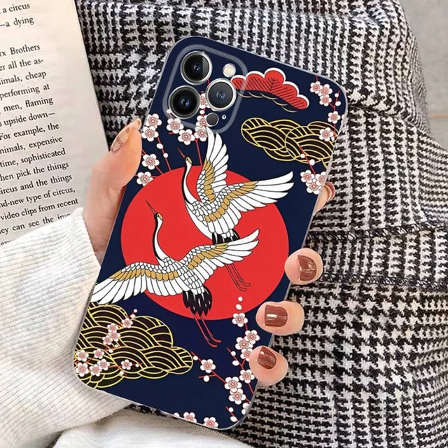 For iPhone 14 Pro Max 12 11 XS XR 13 Chinese Style Crane Dragon Phone Case