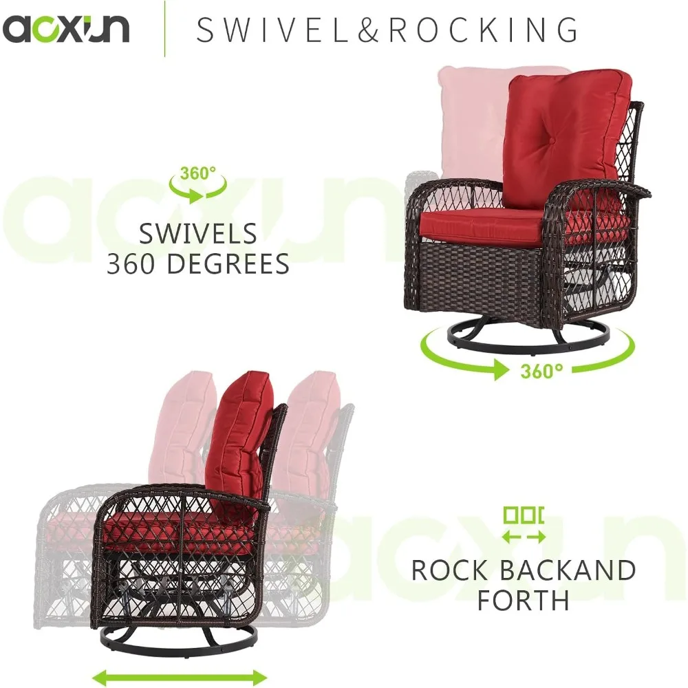 Aoxun 3-Piece Patio Set wicker rocking chairs - image 4