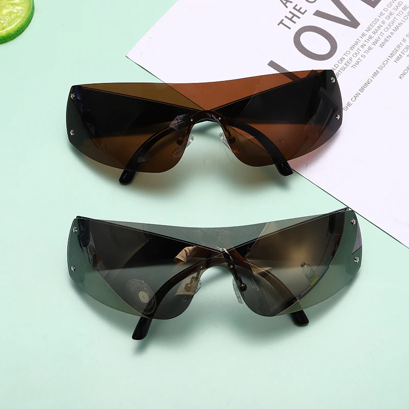 Óculos de Sol Envidraçado para Mulher, Lentes Escuras, Design Feminino,  Marca de Luxo, Y2K, UV400, 1 Peça - Amor Lindo