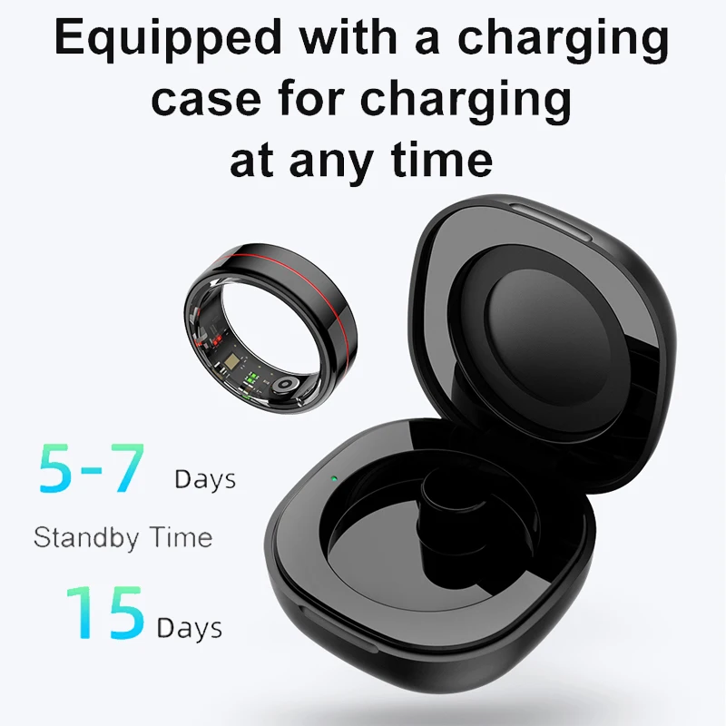 Anello Intelligente R04 con Custodia di Ricarica, Monitoraggio HRV, Frequenza Cardiaca e Ossigeno nel Sangue, Impermeabile IP68 e 5ATM, Modalità Multi-sport per Uomini e Donne - immagine 6