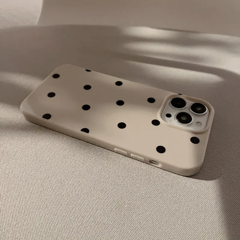 New Korean INS Polka Dot Print Khaki Soft Phone Case For iPhone 16 15 14 13 12 11 X XS XR Pro Max Plus Shockproof Bumper Cover - Image 5
