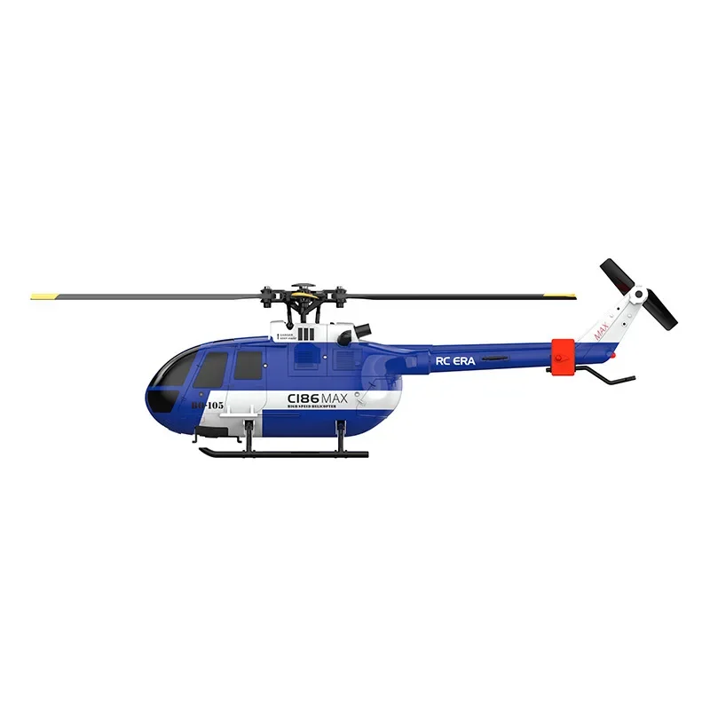 Hélicoptère RC C186 MAX 1/48 4CH avec sa télécommande, idéal débutant, gyroscope 6 axes pour un vol stable.