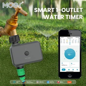 MOES ZigBee 스마트 스프링클러 워터 타이머, 빗물 지연 필터, 프로그래밍 가능한 관개 타이머, 알렉사 구글 홈 지지대, 콘센트 1 개