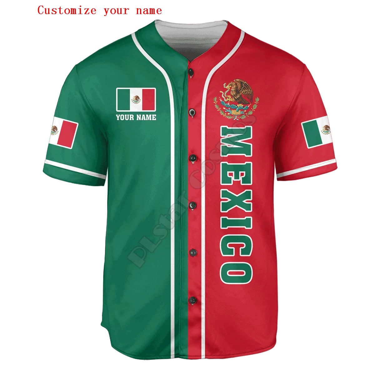 PLstar Cosmos Nationalen Emblem Mexiko Anpassen Name 3D Gedruckt Mode Für Männer Baseball Jersey Lässige hip hop Baseball Hemd BQW-1 – Detail 20