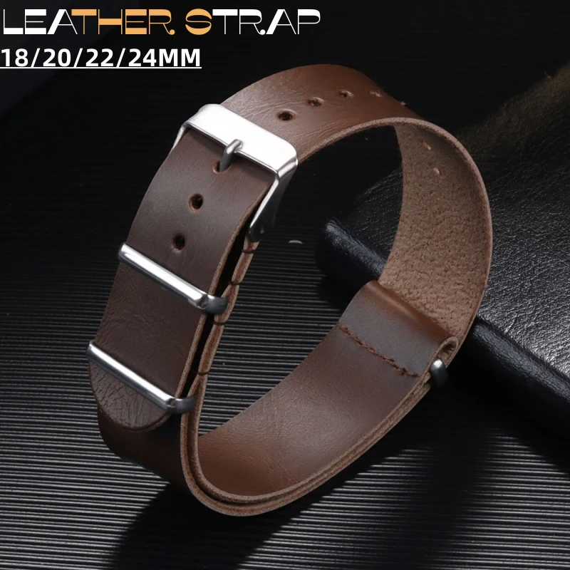 Dark Brown Vintage Leather Watch Band Strap Replacement Belt