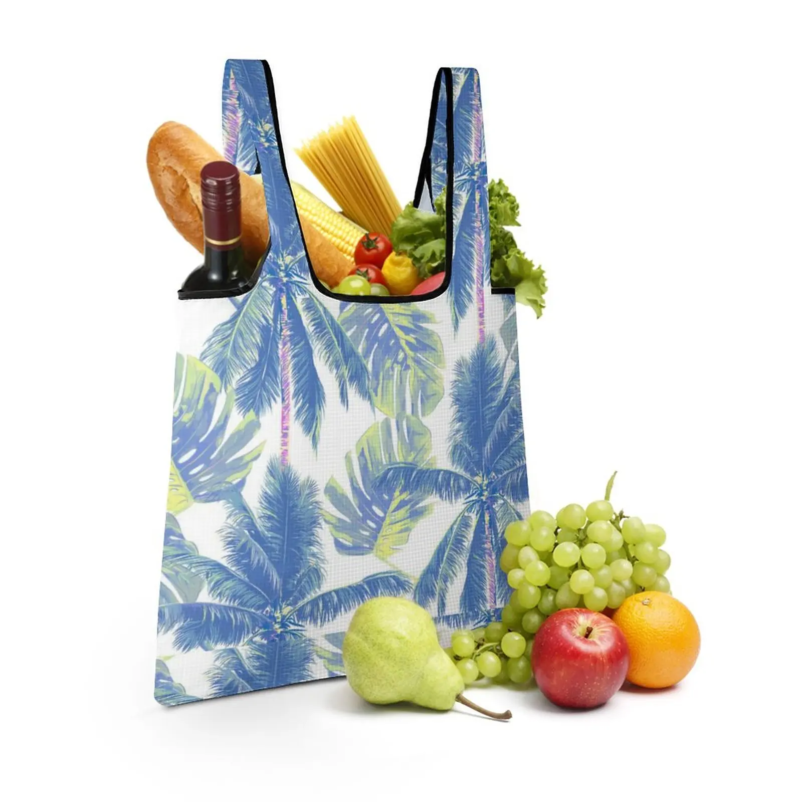 Foldable Shopping Handbag Fashion Simple Custom Pattern Plain Cloth Bag Lightweight Waterproof Reusable Large Capacity Tote Bag