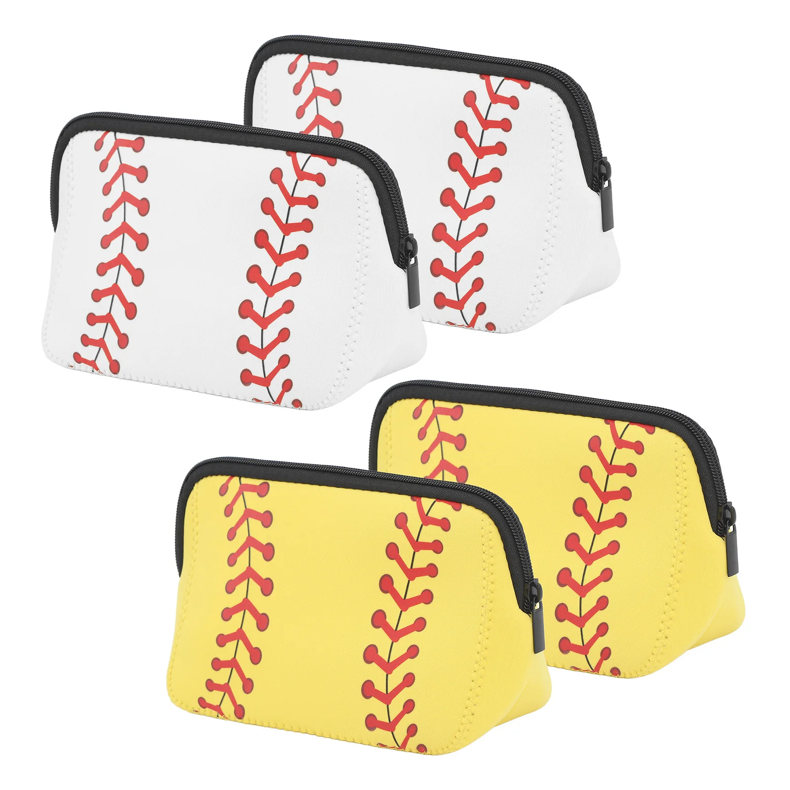 Baseball Pouch Bag Baseball Print Makeup Bag Waterproof Neoprene Zipper Design Compact Versatile for Outdoor