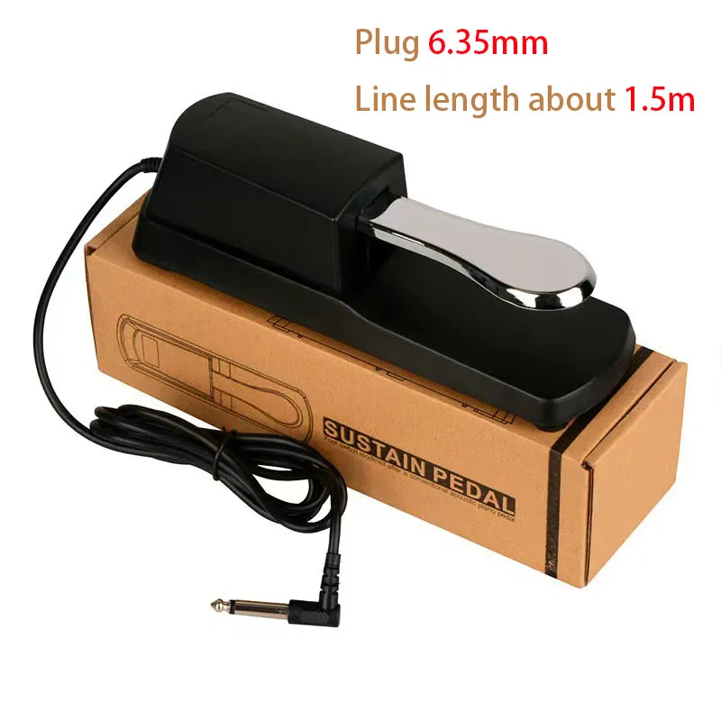 Black Digital Piano Keyboard Sustain Pedal with Polarity Switch