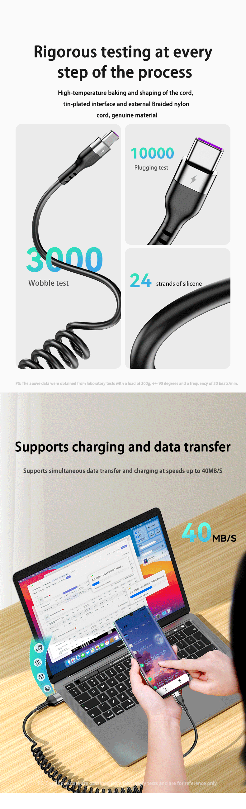 66W 5A شحن سريع نوع C كابل نابض تلسكوبي شاحن هاتف سيارة شاومي ريدمي USB C كابل