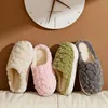 2024 New Women's Solid Color Cotton Slippers Thick Bottom Warm Slippers Soft Female Couple Indoor Plush Flat Shoes 5