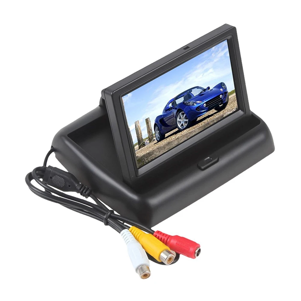 접이식 후방 주차 모니터, TFT LCD 스크린, HD 자동차 주차 디스플레이, 2 채널 비디오 입력, 8 LED 카메라, 4.3 인치