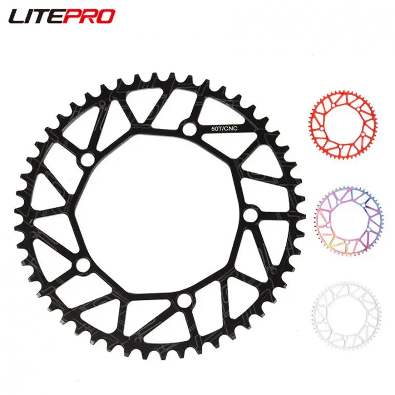 Description Picture 2 of itemLitepro 46 48 50 52 54 56 58T Narrow Wide Teeth Chainring Folding Bicycle BCD 130MM Sprocket Chainwheel