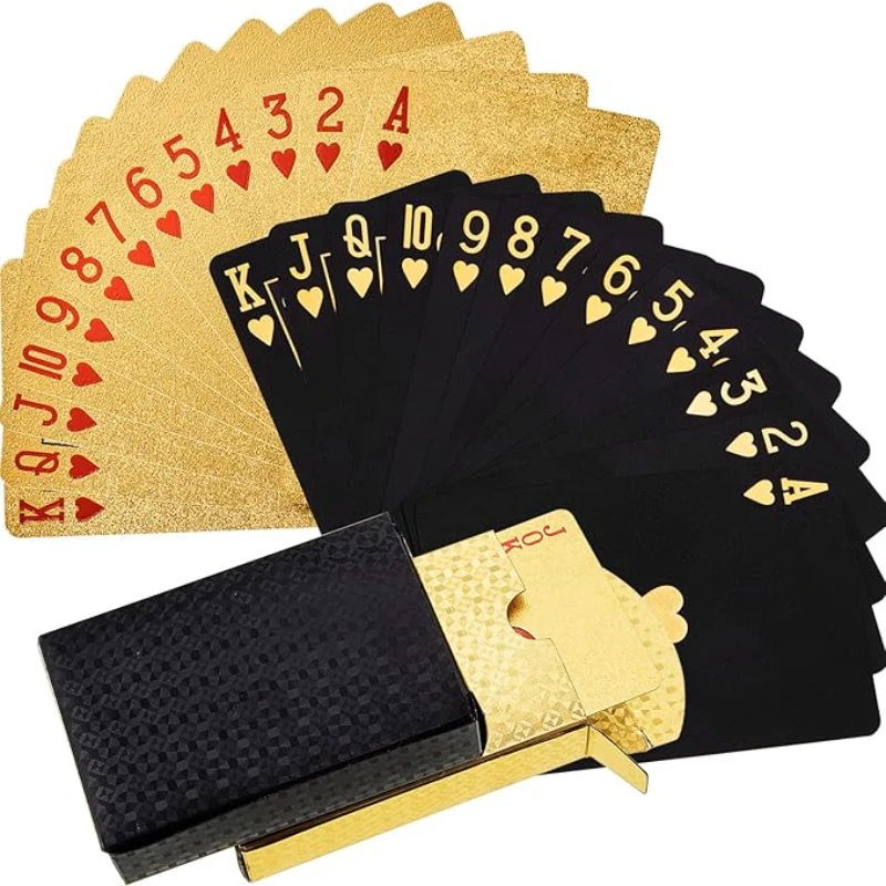 Black Gold Playing Cards Waterproof Poker Suit Magic Dmagic Package Board Game Gift Collection