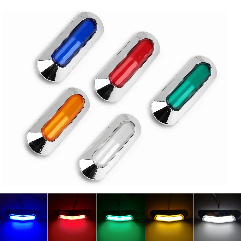 10Pcs Truck Side Marker LED Light Chrome 12V 24V Side Position Lights