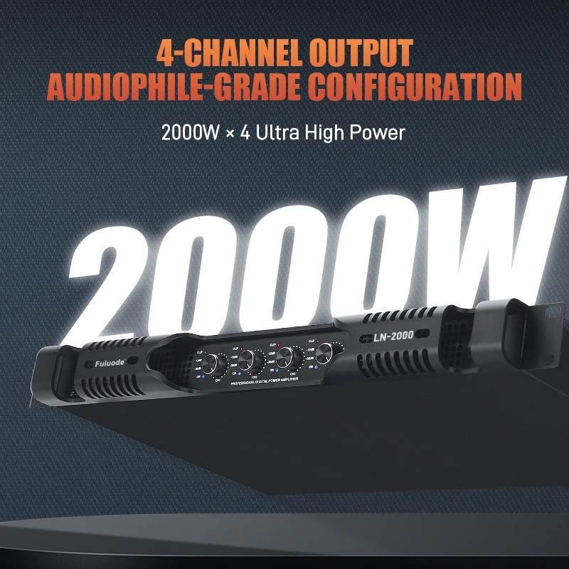 FULUODE LN1500/LN2000 프로페셔널급 2/4채널 파워 앰프, 1U 랙 마운트 가능