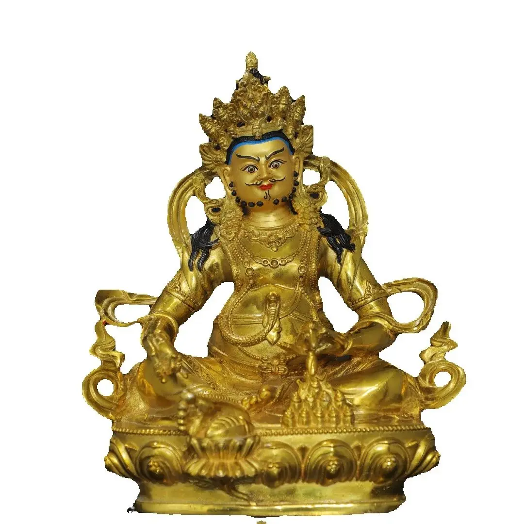 

Offering religious Buddha statues at home, bronze gilded and painted with gold [God of Wealth] Buddha statues 31CM