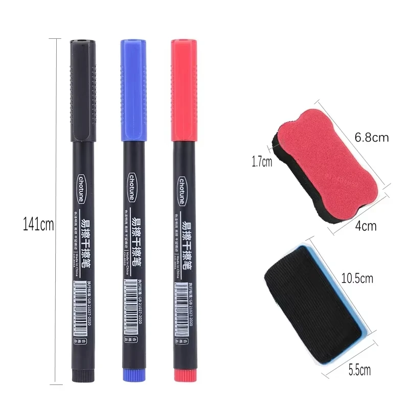8pcs 지울 수있는 화이트 보드 펜 0.5mm 파인 포인트 블랙/블루/레드 잉크 칠판 마커 학교 사무실 미술 쓰기 문구
