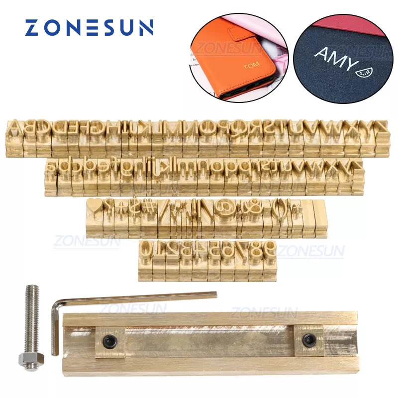 

ZONESUN Copper Brass Letter Stamping Machine Mold Stamp Mold Die Cut embossing cliches for Skin Stamping Copper Bronzing