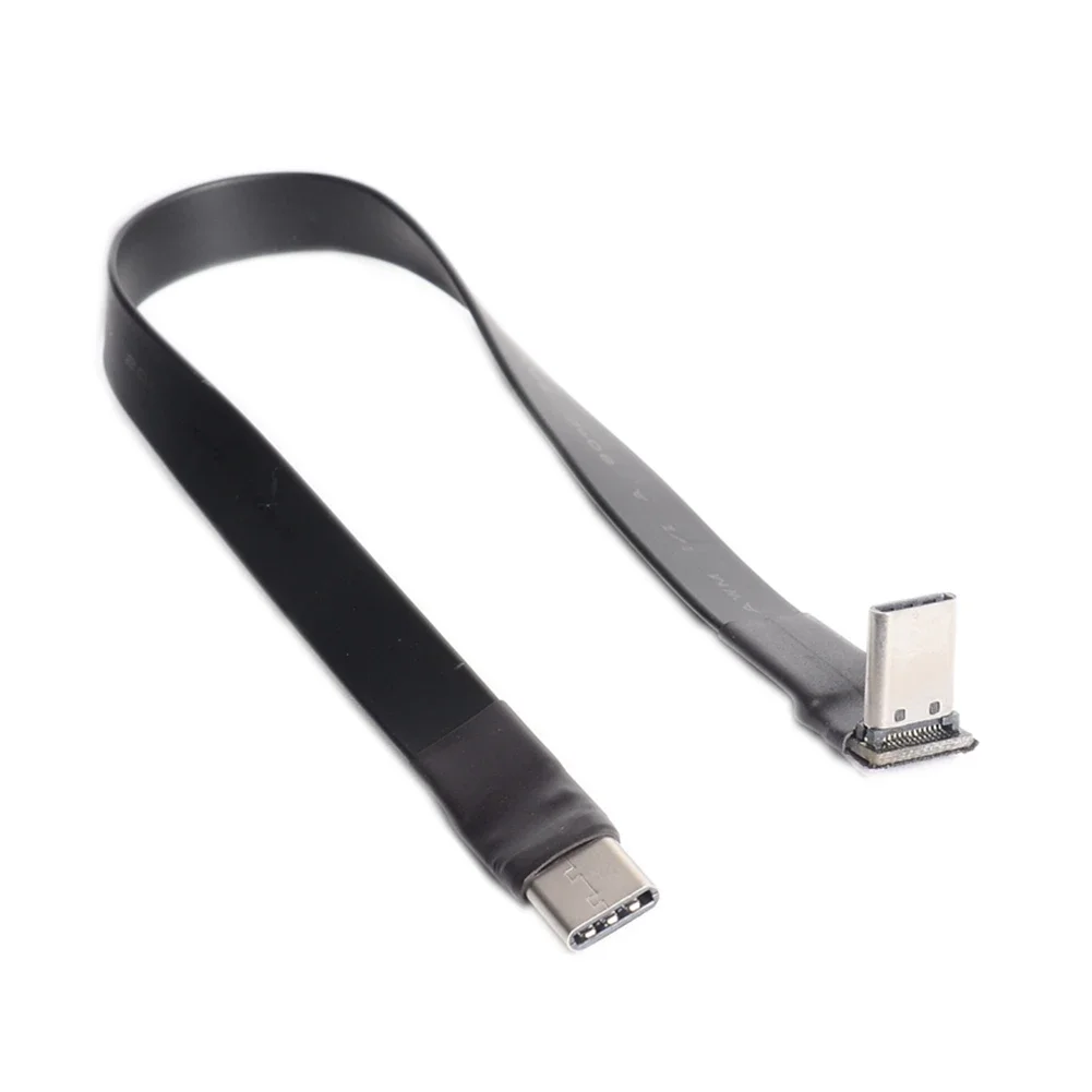 tipo c para tipo c Cabo de Extensão Plana 10gbps Gen2 Usb 3.1 Dobra Ângulo de 90 Graus Usb-c Macho Fêmea Fpc Fpv Aerial Photography Cord - Imagem 2