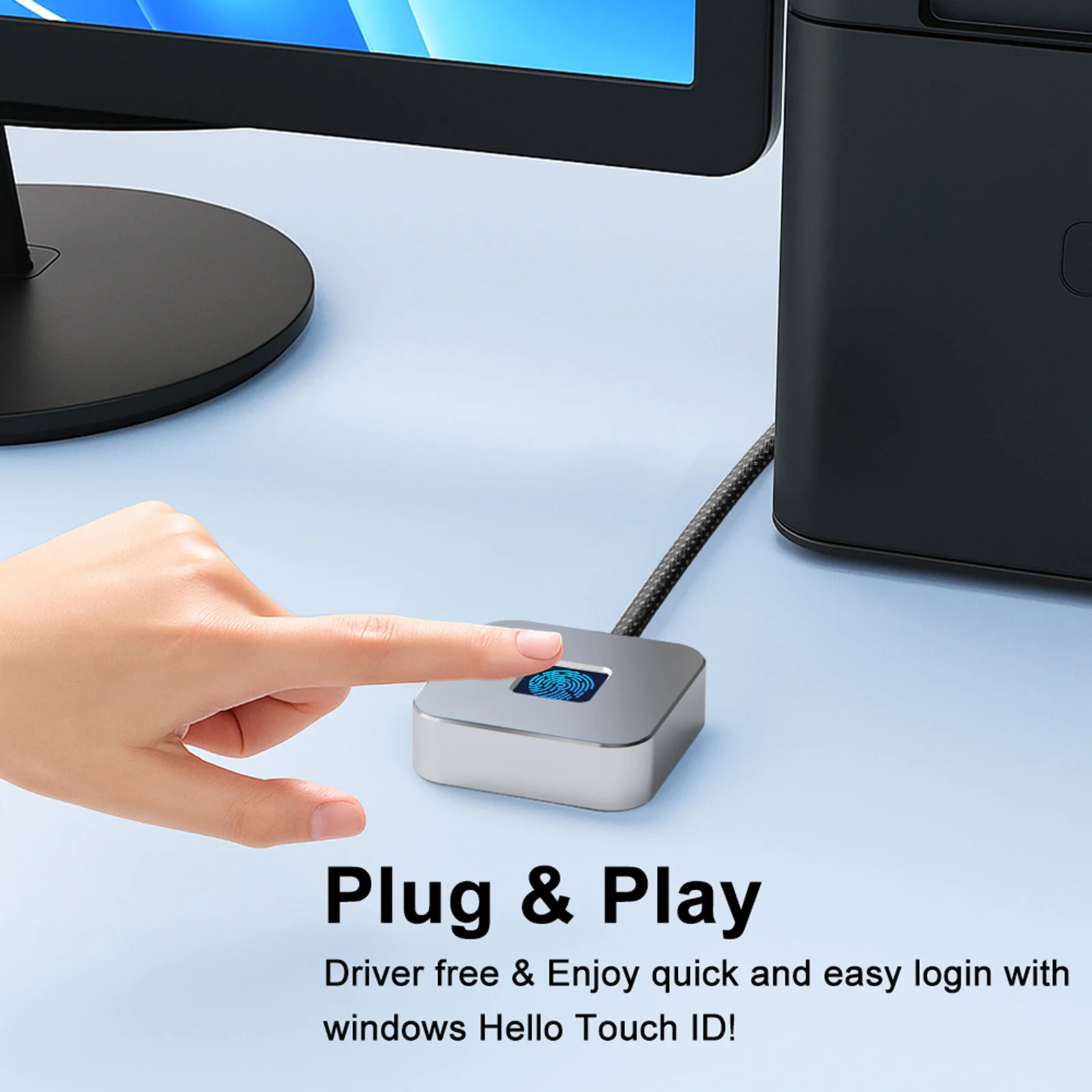 Windows Hello 지문 인식 리더용 5피트 케이블이 포함된 USB 지문 인식 리더 Windows 10/11용 생체 인식 지문 로그인 리더