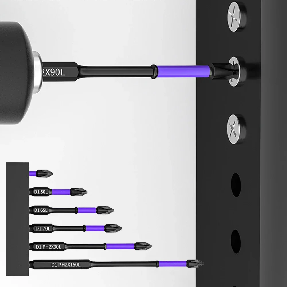 Magnetic Screwdriver Bits Strong Magnetic Cross Bits D1 High Hardness Anti-shock Batch Head Non-slip Impact Driver Sets For Power Drilling