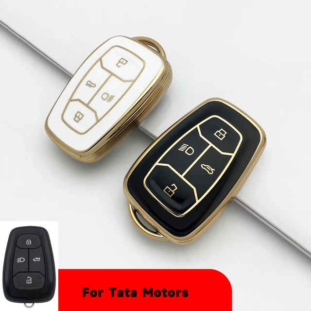 TPU Leather Car Key Cover Compatible with Tata Nexon, Harrier Punch,  Safari, Altroz