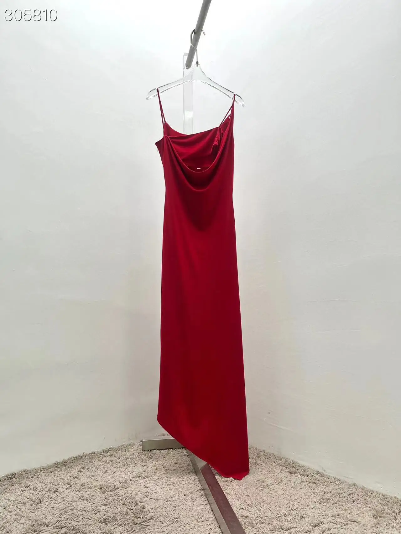 

High Quality 2023 Summer Women Fashion Runway Top Sexy Red Dress Ladies Slim Hot Sale Split Asymmetrical Dresses