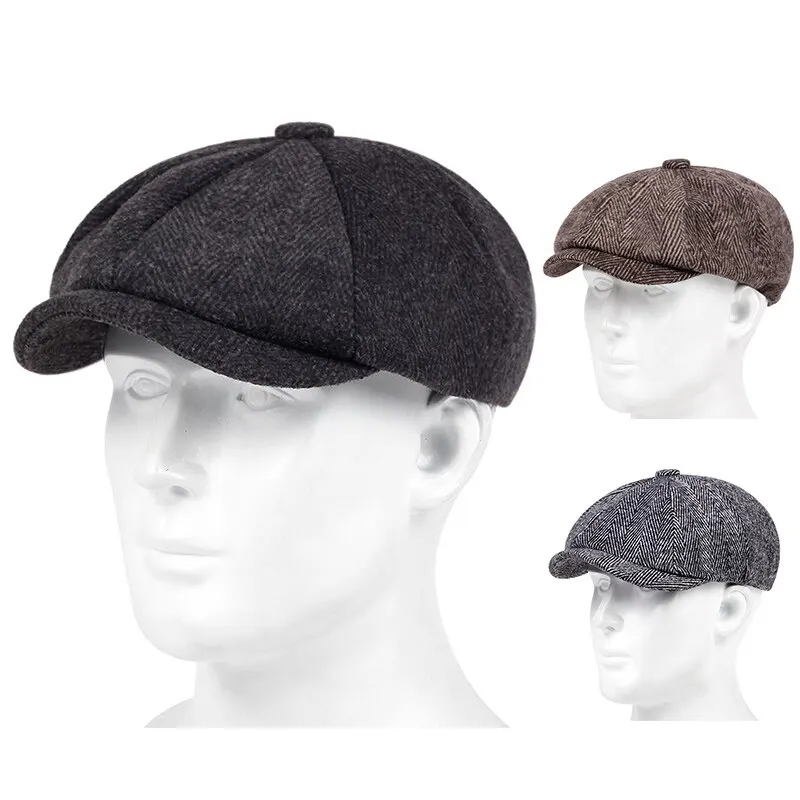 Casual Hat Retro Newsboy Caps Men British Painters Hats Autumn Winter Berets Herringbone Flat Cap Hip Hop Berets