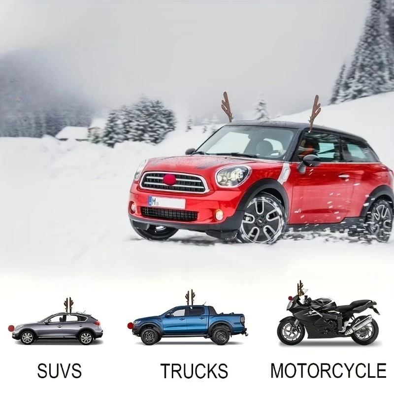 Christmas Car Decoration Set Reindeer Antler Kit