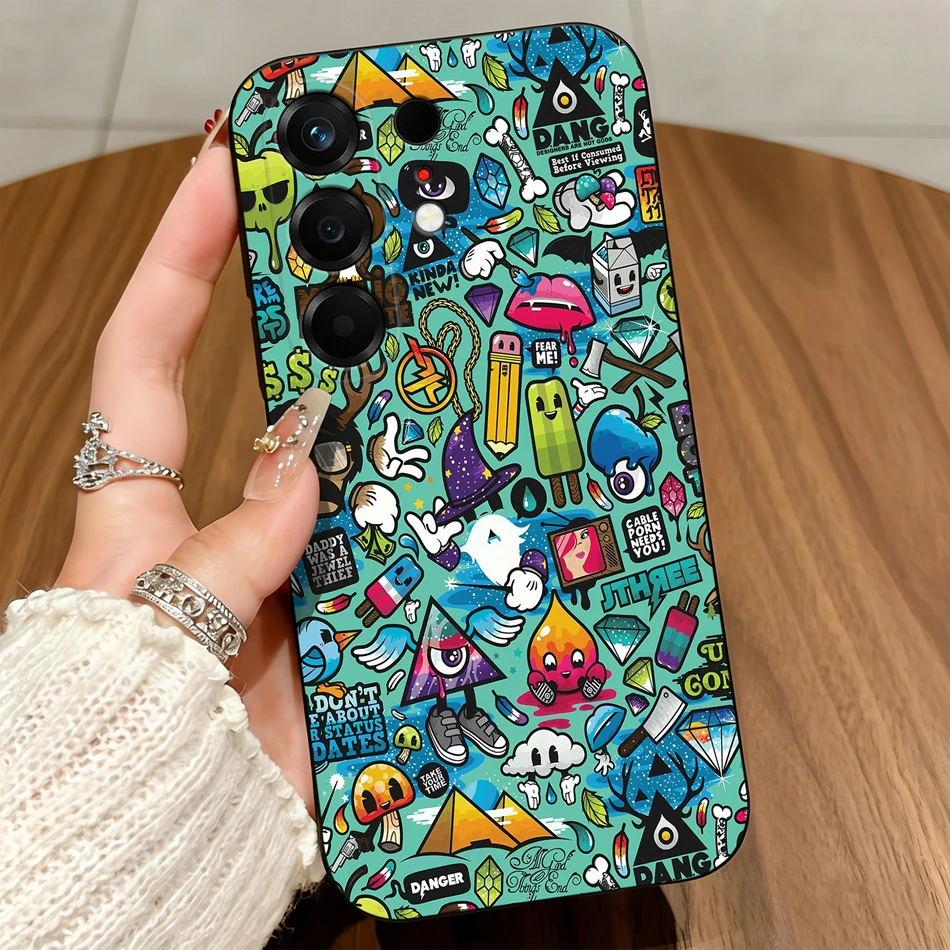 World Map Graffiti Matte Silicone Shockproof Soft Phone Case