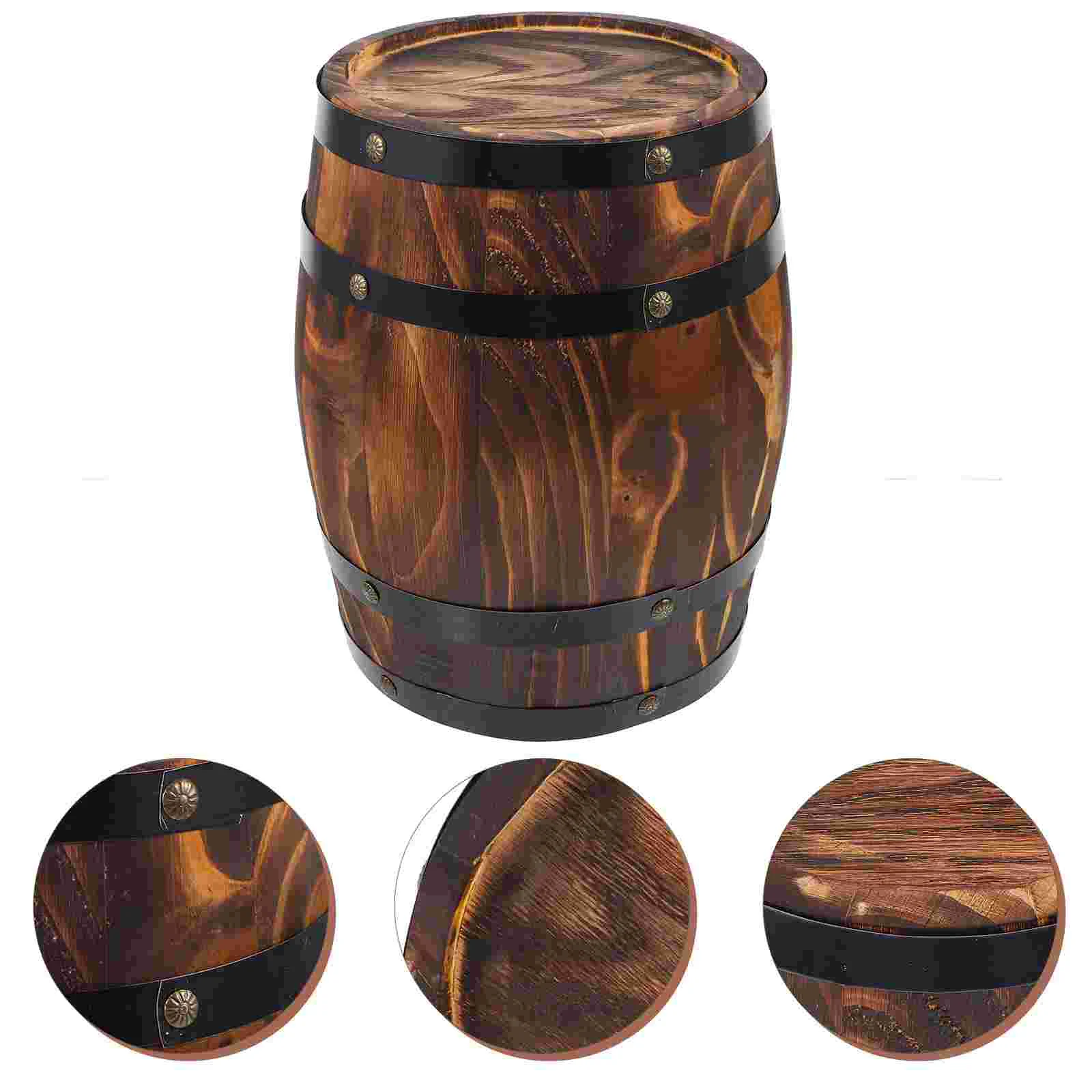 

Wood Wine Barrel Whiskey Barrel Bucket Vintage Flower Planter Container Water Wishing Well Pail Home Kitchen Bar Summer
