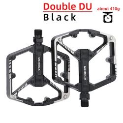 Ultralight Non - slip Aluminum Alloy Pedals with Sealed Bearings - Multi Specification Options, Plating/Black, Weighs 410g (Double DU Black)