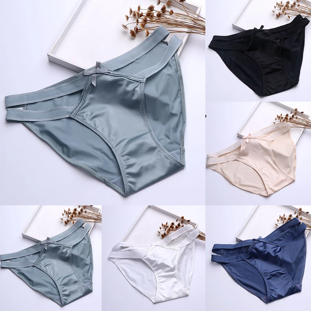 Women Satin Briefs Low Waist Silky Panties Ladies Hollow Seamless Knickers  Smooth Soft Underwear Lightweight Breath Lingerie - AliExpress